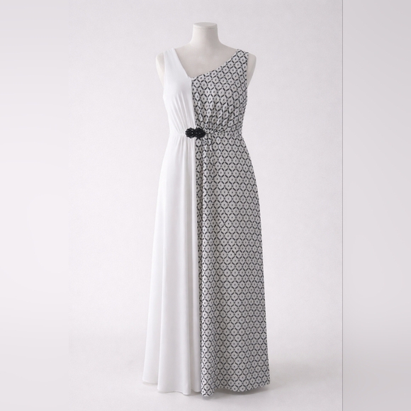 Nine West Dresses & Skirts - Nine West Asymmetrical Maxi Dress | Black & White Geometric Elegant Chic SizeM
